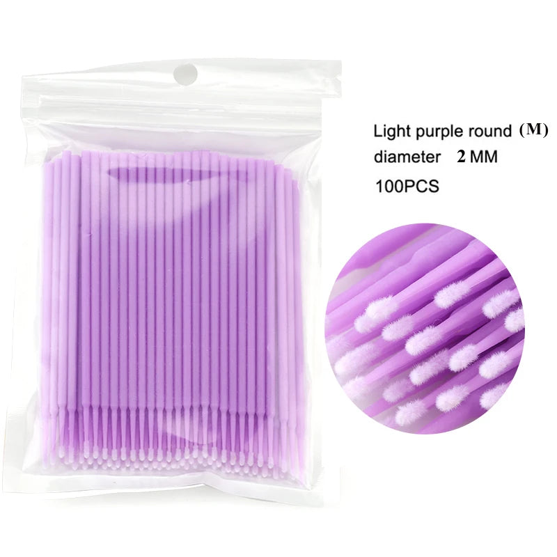 100pcs/lot S M L Size Disposable Cotton Soft Swab Eyelash Extension Microbrush Applicators Individual Mascara Micro Brush Sticks