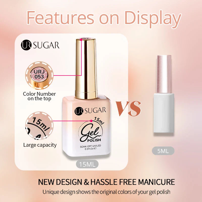 UR SUGAR 15ml Jelly Nude Gel Nail Polish Light Pink Translucent Color Soak Off UV LED Gel Varnish Nail Art DIY Fashion Manicure