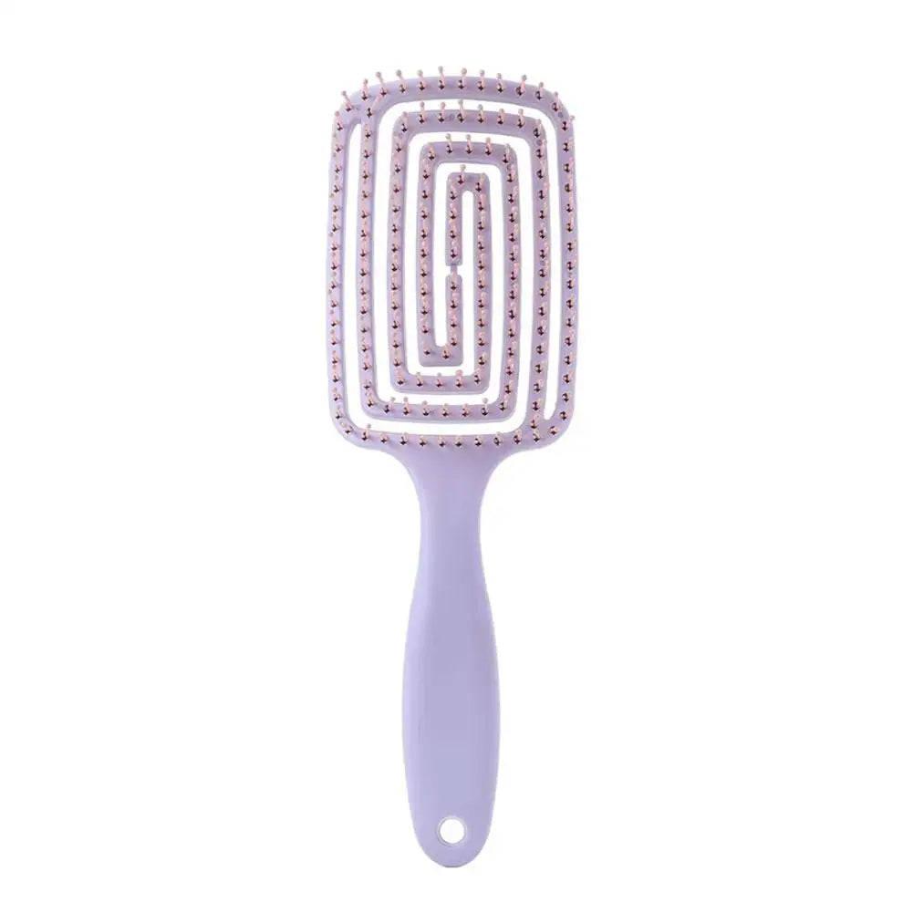 Hollow-Out Curved Detangling Brush – Volumizing Styling Brush with Rounded Tips, Scalp Massage & Blow-Dry Design for High Crown
