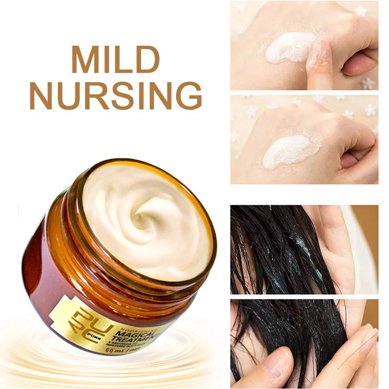 PURC No Steam Hair Mask Intensive Repair Dry Damaged Hair Smooth Silky Anti-Breakage Volumizing Hair Spa Treatment Conditioner