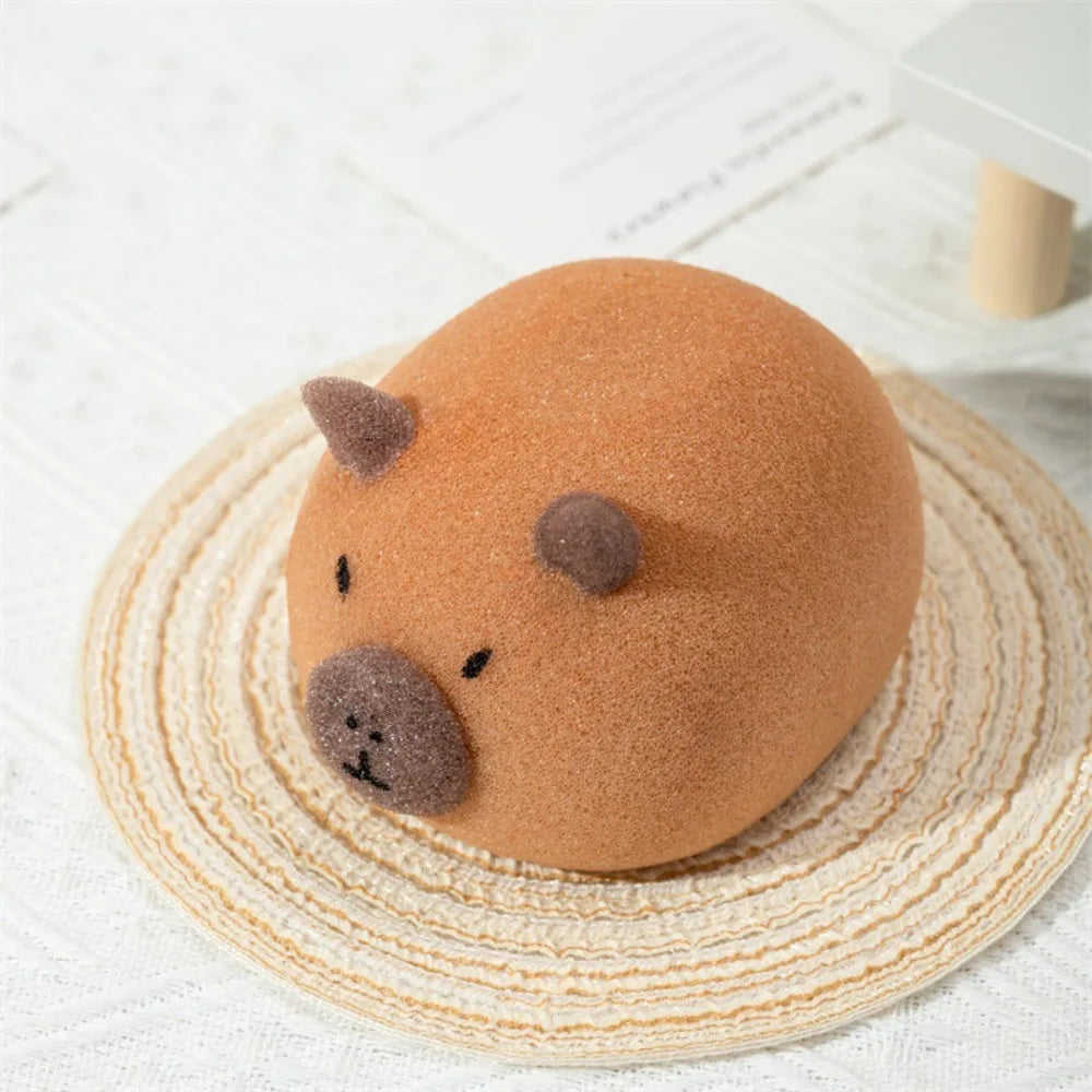 Capybara Shaped Bath Sponge Ball Soft Foaming Back Scrubber for Kids Gentle Exfoliating and Massage Cleaning Tool
