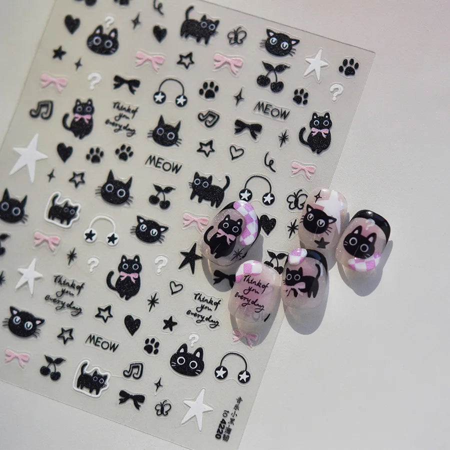 1Pcs Chibi Character Susuwatari Eggette Cute Anime Cartoon Nail Stickers Kawii Nail Art Weeb Cartoon Relief Self Adhesive Decal