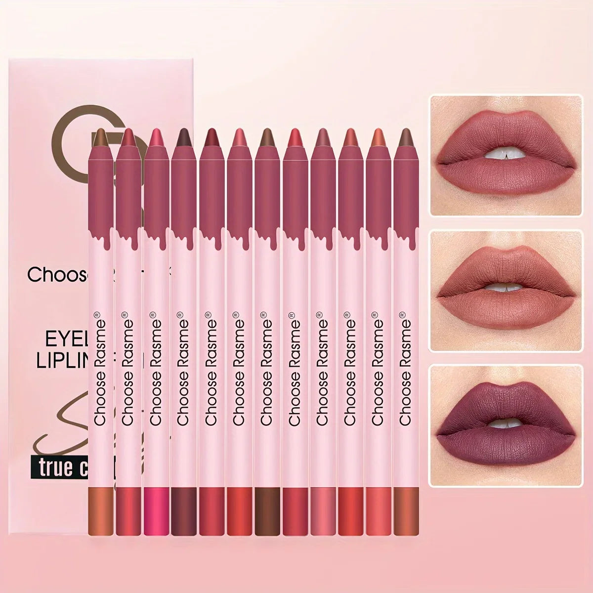 12-Color Matte Lip Liner Pencil Set – Waterproof, Long-Lasting Nude & Red Lip Contour Pencil, Rose Pink Lipstick Tint Makeup
