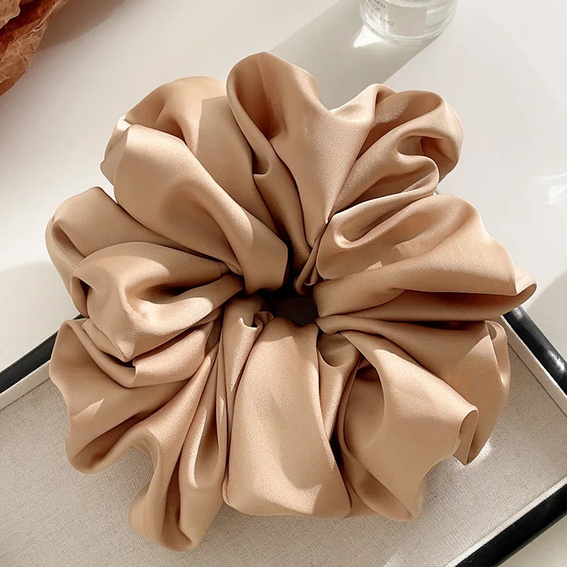 1pc Extra Large Faux Silk Fluffy, High Elasticity, Soft & Silky, Luxury Casual Comfortable Fashion Scrunchie For Women