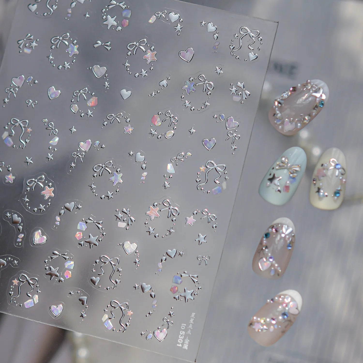 Metallic Dream Nail Stickers Sparkling Magic Color Nail Star Bows Garland Design Stickers Press On Nails DIY High End Nail Decal