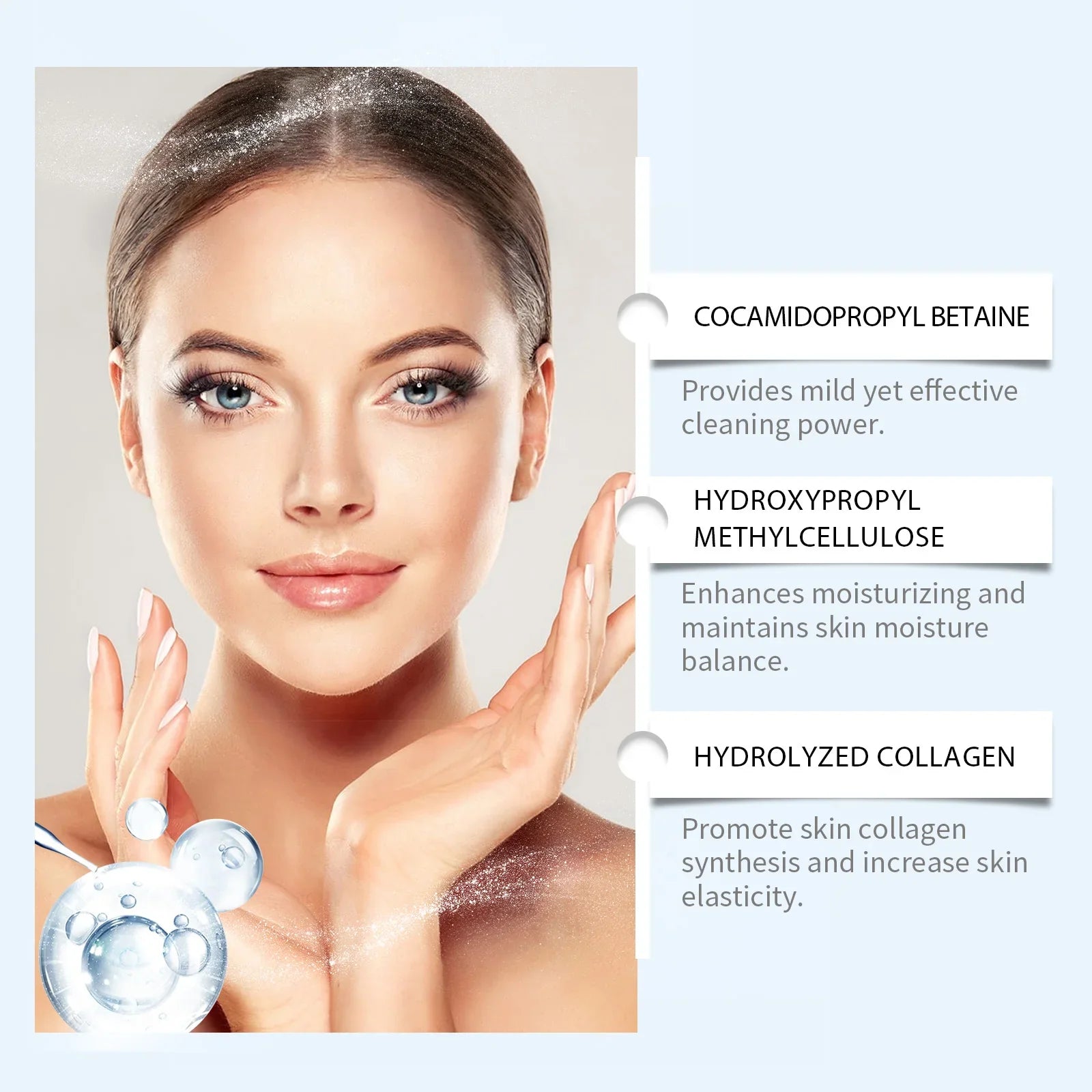 Collagen Facial Cleanser Mousse Deep Cleansing Skincare Controls Oil Moisturizing Firming Face Wash Foam Cleanser Skin Care
