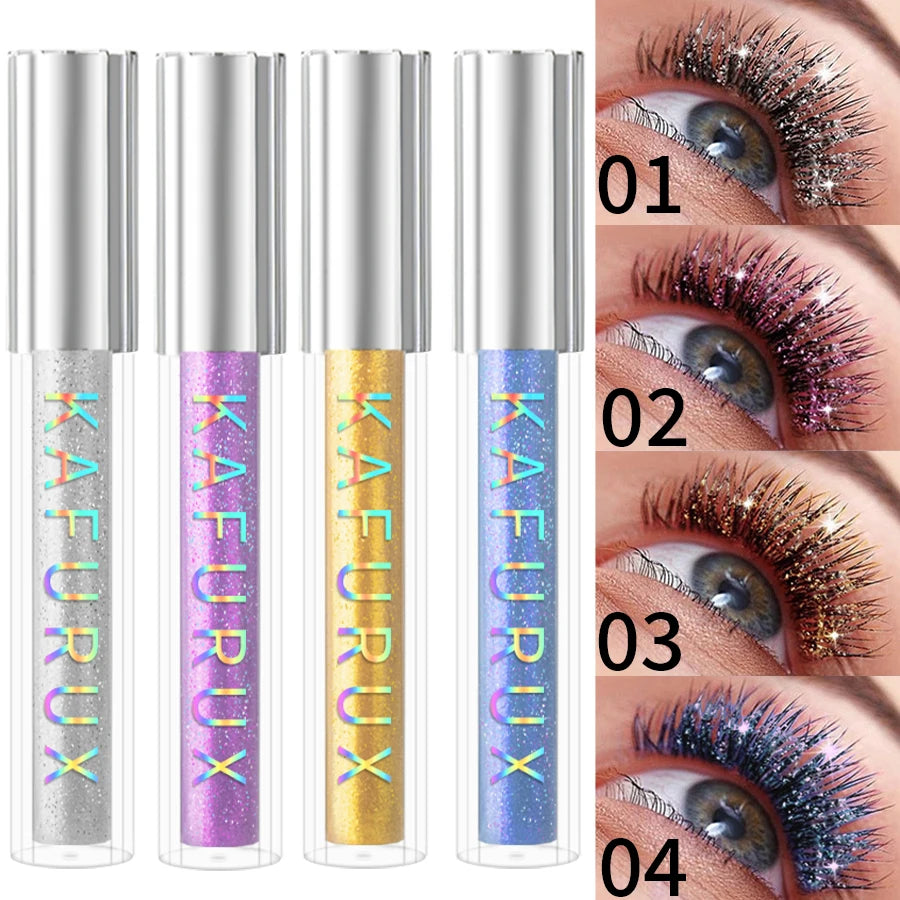 1pc Diamond Shine Waterproof Volume Curl Mascara Glitter Snow Effect,Smudge-proof  Eye Makeup for All Skin Types Women Cosmetics