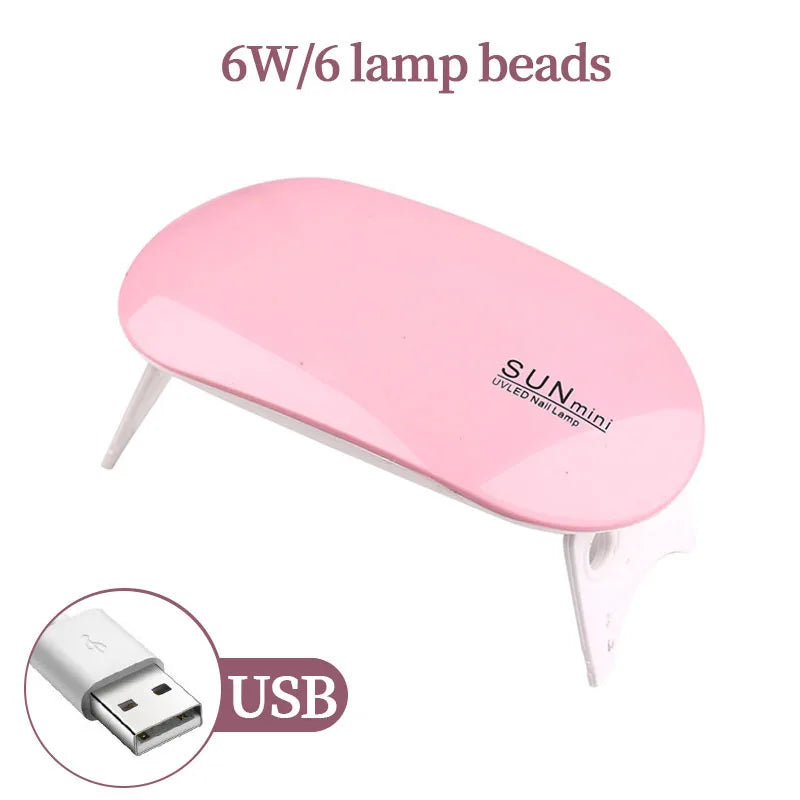 YIKOOLIN Mini Mouse Gel Nails 6W Polish Drying Lamp Portable 6 LED UV Manicure Lamp Home  USB Nail Phototherapy Machine