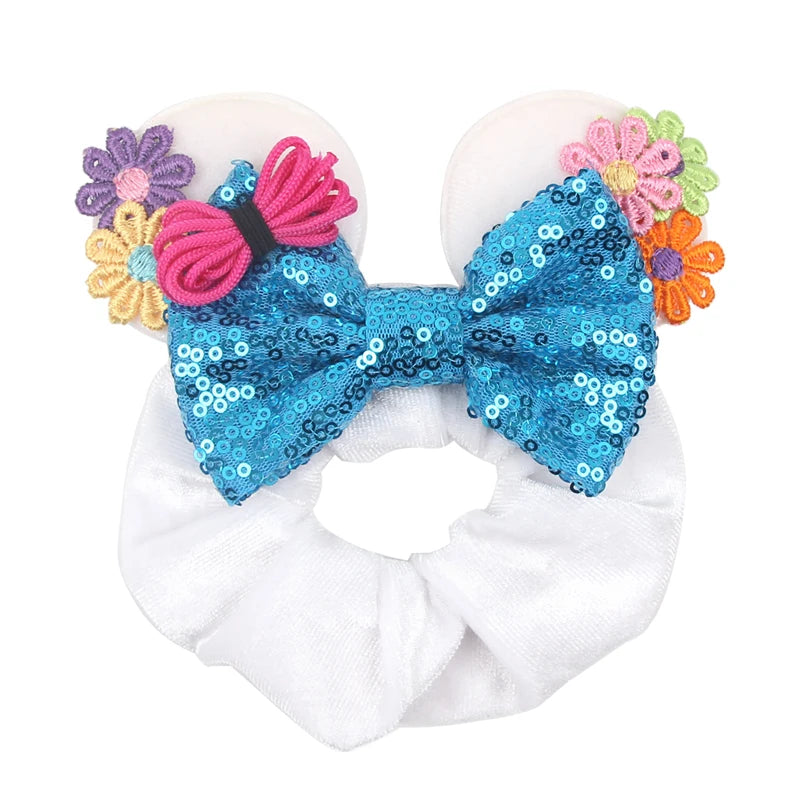 Women Ears Hair Scrunchies Velvet Hairbands For Girls Sequins Bows Headband Women Trip DIY Accessories Mouse Party Decor