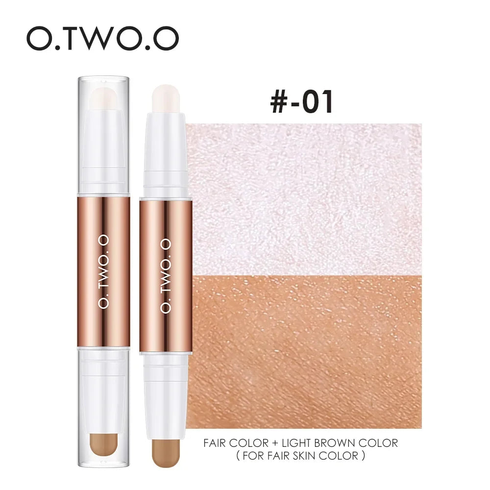 O.TWO.O Double-Headed Contour Stick Waterproof Matte Highlighter Concealer Clavicle Shadow Pen 3D Face Highlighting Makeup Pen