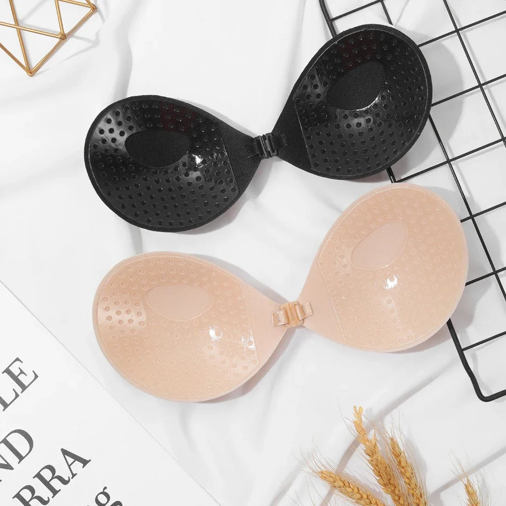 Sexy Women Invisible Push Up Bra Self-Adhesive Silicone Bust Front Closure Sticky Bra  Skin Backless Strapless Bra