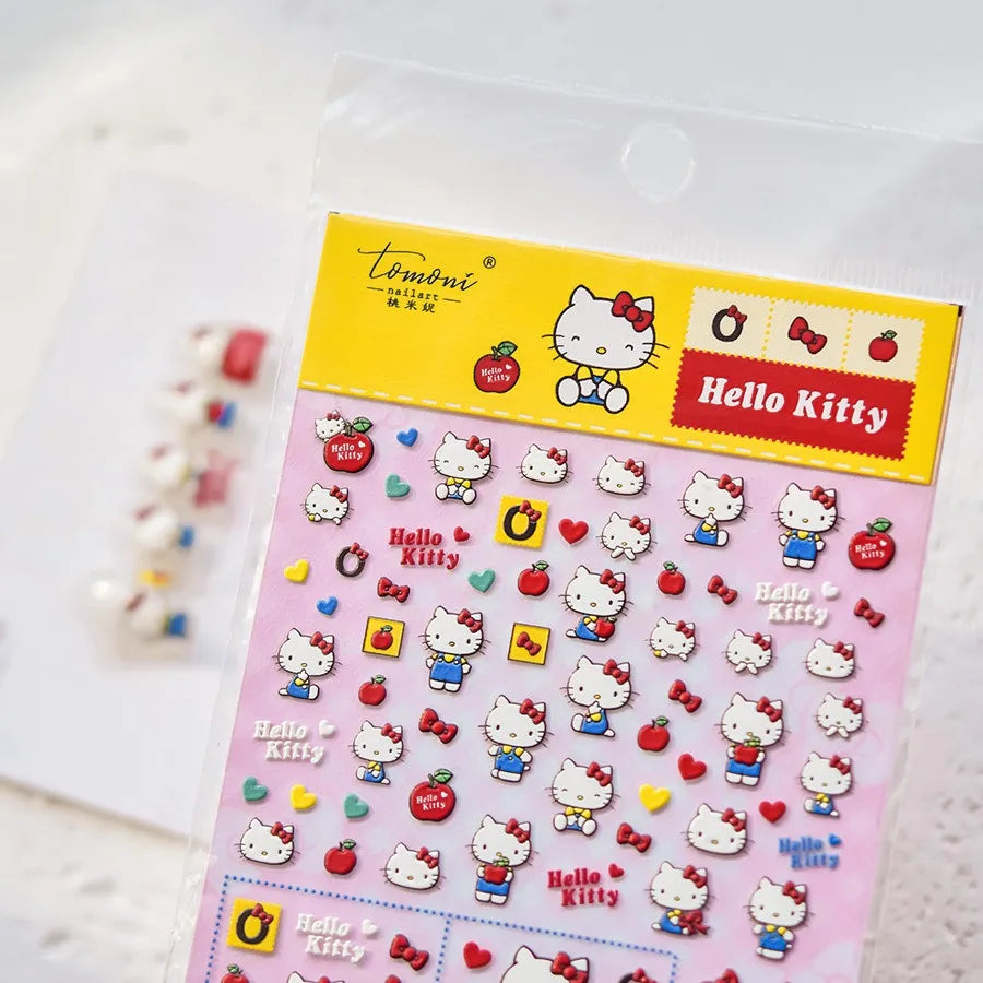 1PCS New Color Laser Hello Kitty Cartoon 5D Nail Stickers Sanrio Cinnamoroll Pochacco Nail Art Supplies DIY Nail Art Stickers