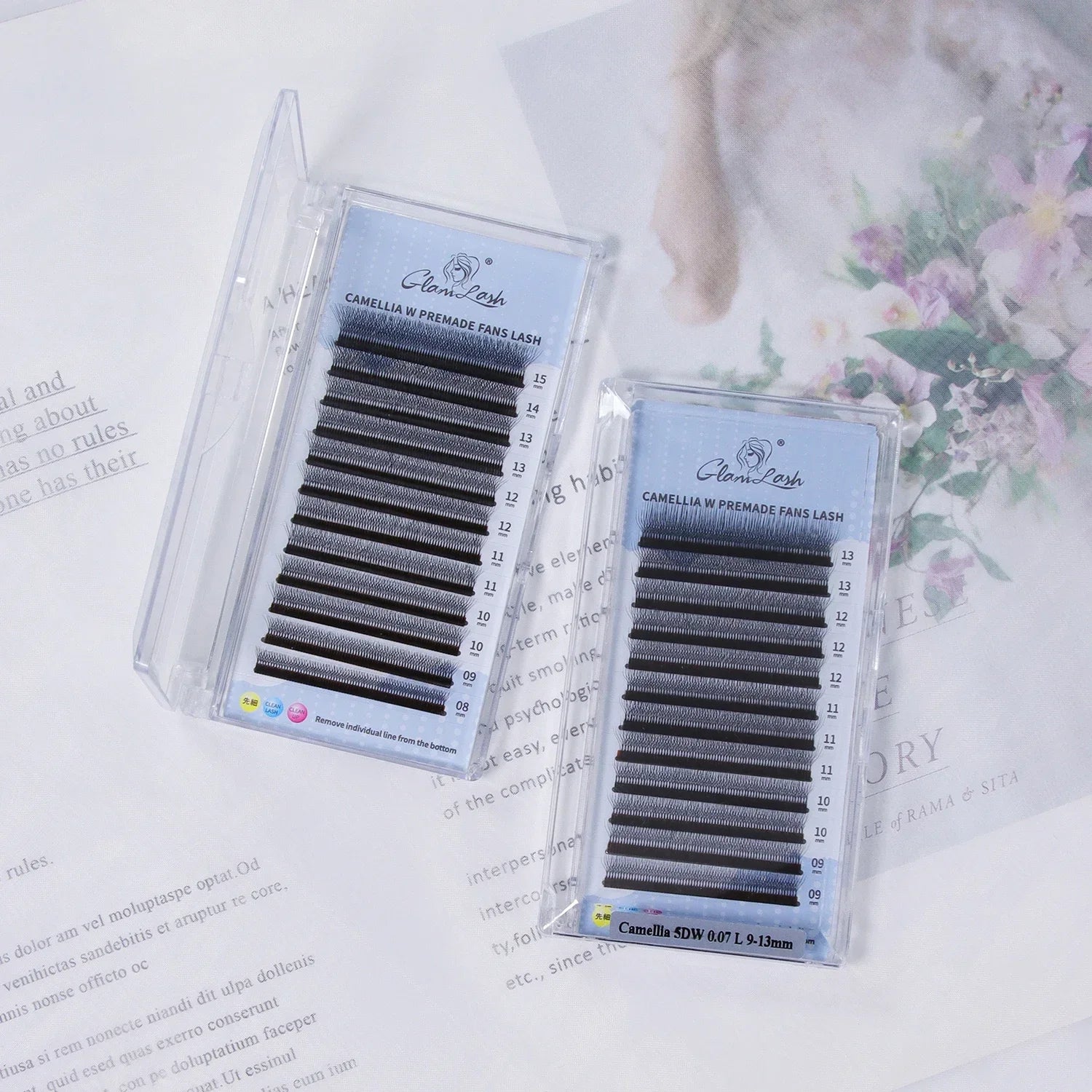GLAMLASH Camellia 4D 5D W Shaped Eyelash C D L LU M Lashes Extensions Wholesales Premade Volume 12 Rows W Style Natural Soft