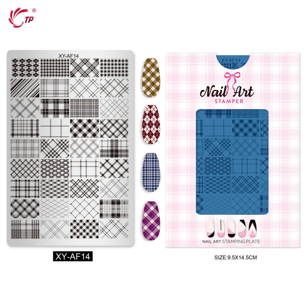 TP Nail Art Templates Butterfly Plaid Design Nail Stamping Plate for Nail DIY Polish Printing Transfer Template Manicure Tools