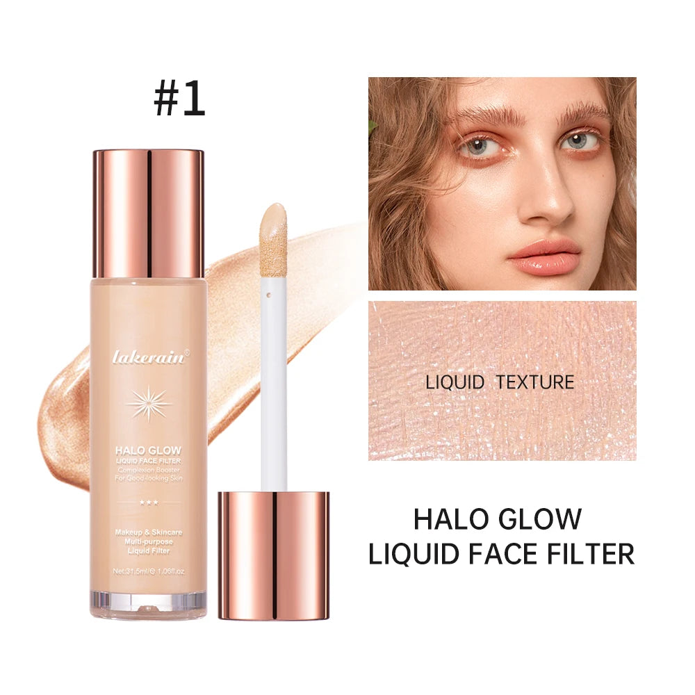 8colors Halo Glow Liquid Filter Liquid Highlighter Face Contouring Pearlescent Makeup Brightener Bronzer Glow Body Face Cosmetic