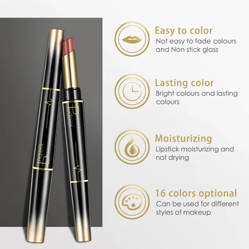 1pcs Matte Lip Liner & Lipstick, Double Ended Lip Pen Nude Makeup Tool, Long Lasting Color Rendering, Waterproof Lip Cosmetics