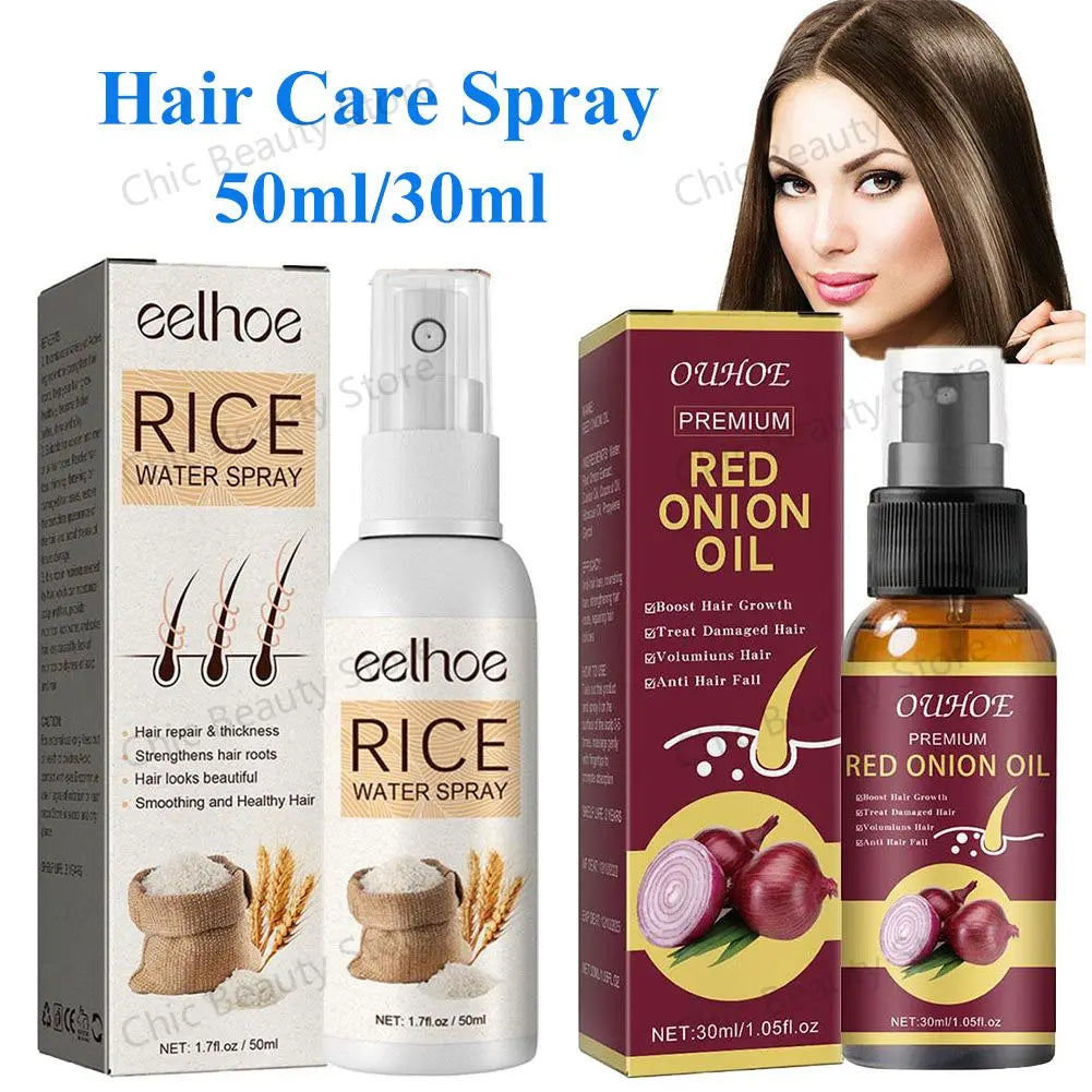 1pc Red Onion Essential Oil Spray For Hair Care, Rice Water Moisturizing Hair Spray,Damaged Hair Treatments Hair Care Products