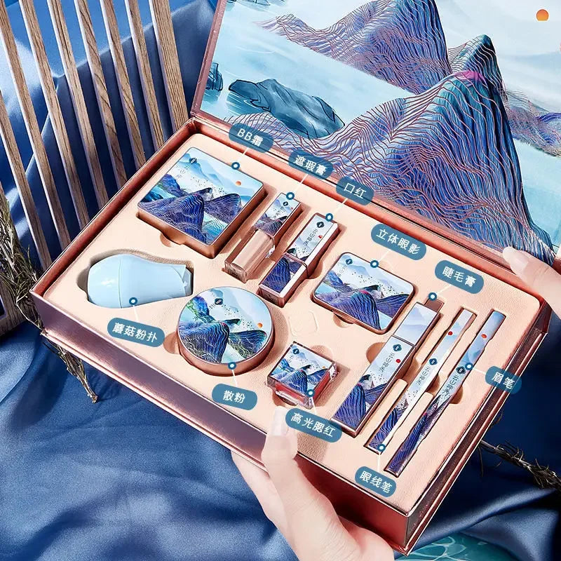 Christmas Makeup Set Gift Box BB Cream Lipstick Eyeliner Eyeshadow Eyebrow Pencil Beauty Makeup Cosmetics Holiday Gift