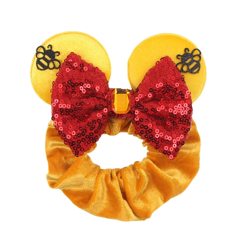 Women Ears Hair Scrunchies Velvet Hairbands For Girls Sequins Bows Headband Women Trip DIY Accessories Mouse Party Decor