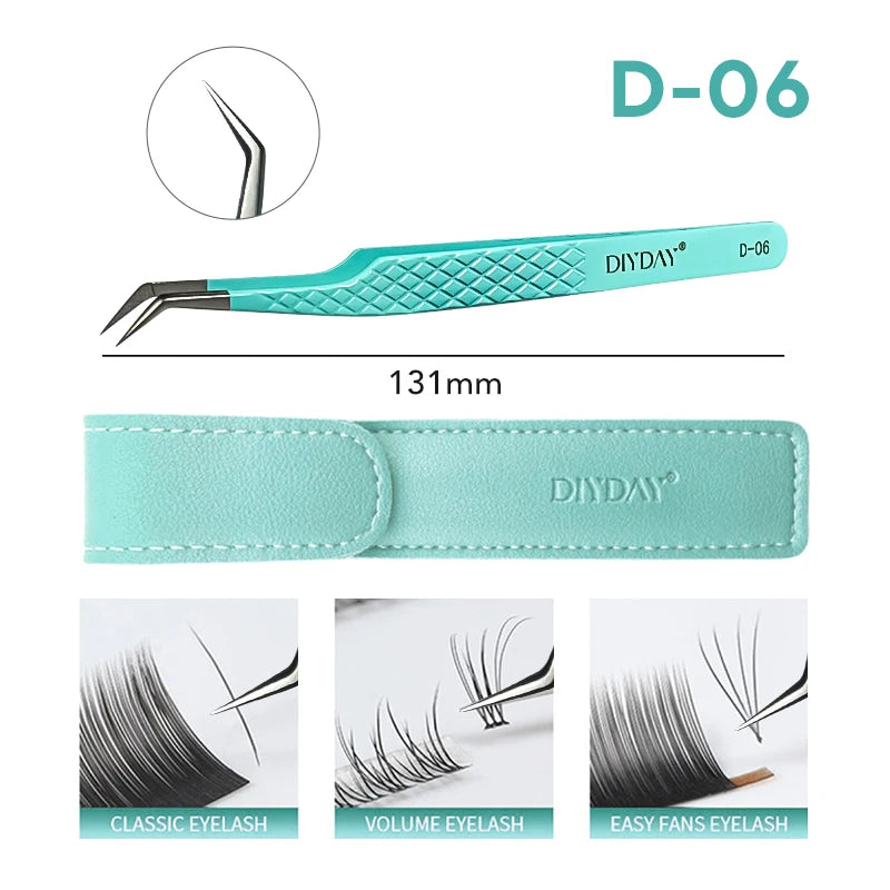 DIYDAY Anti-Slip Eyelash Extensions Tweezers High-Density Fiber Tip Eyebrow Tweezer Professional Precision Beauty Tools