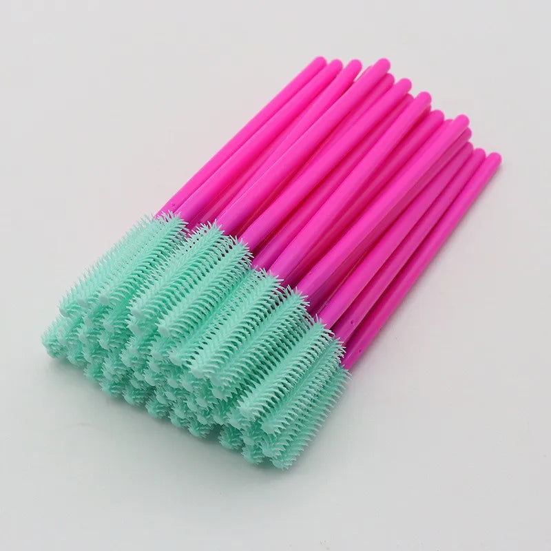50pcs Silicone Eyelash Brush Mascara Wands Applicator Eyebrow Comb Rod Spoolies Brushes Lash Extension Supplies Makeup Tools