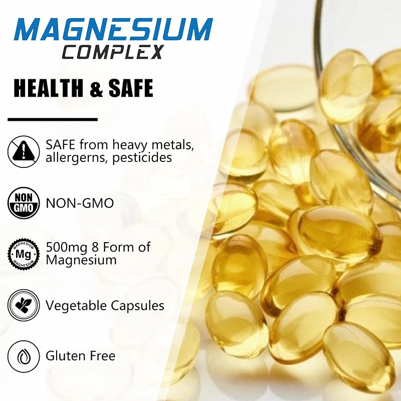 Magnesium Complex Capsules - Bone, Muscle and Heart Health, Sleep Support, Promote Muscle and Nerve Health, Nutrient Metabolism