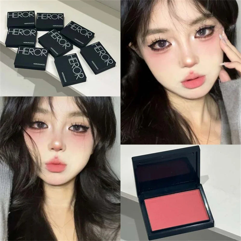 Monochrome Matte Blusher Palette Soft Silky Cheek Natural Facial Rouge Plate Lasting Nude Low Saturation Powder Blusher Disk