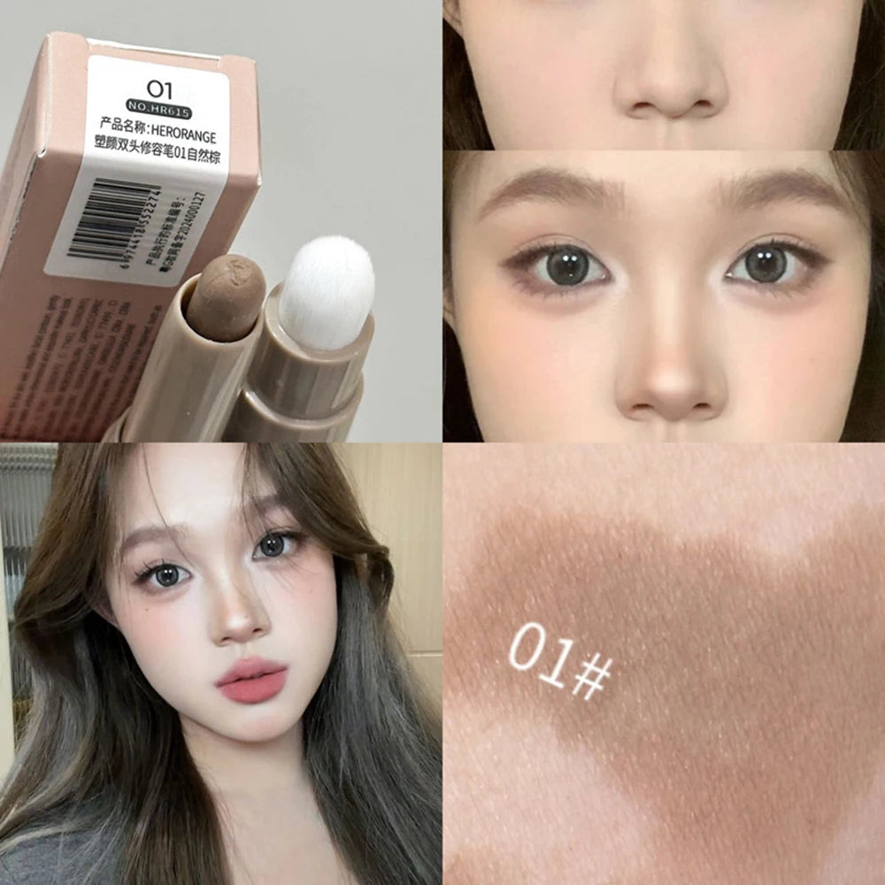 HERORANGE Double-ended Contour Pen for Contouring, Brightening with a Smudge Brush