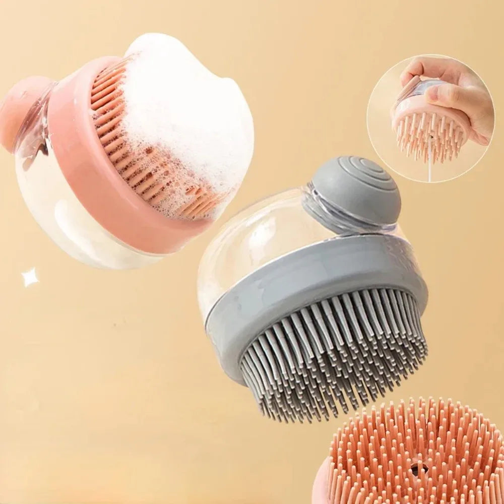 Shampoo Comb Brush Liquid-Infused Hair Brush Head Cleaning Massager Pet Bathing Scalp Massager Multi-functional Body Scrub Brush