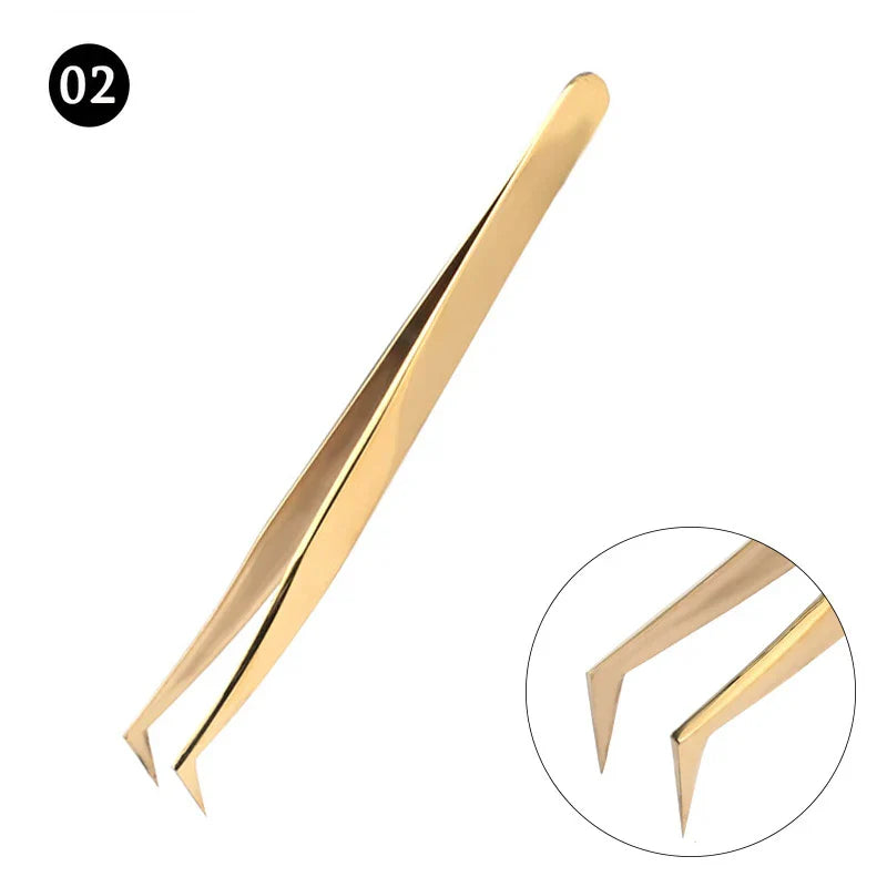 New Lash Extension Tweezers Anti slip Stainless Steel Curved Tip Straight Tweezers High Precision Nail Art Makeup Beauty  Tools