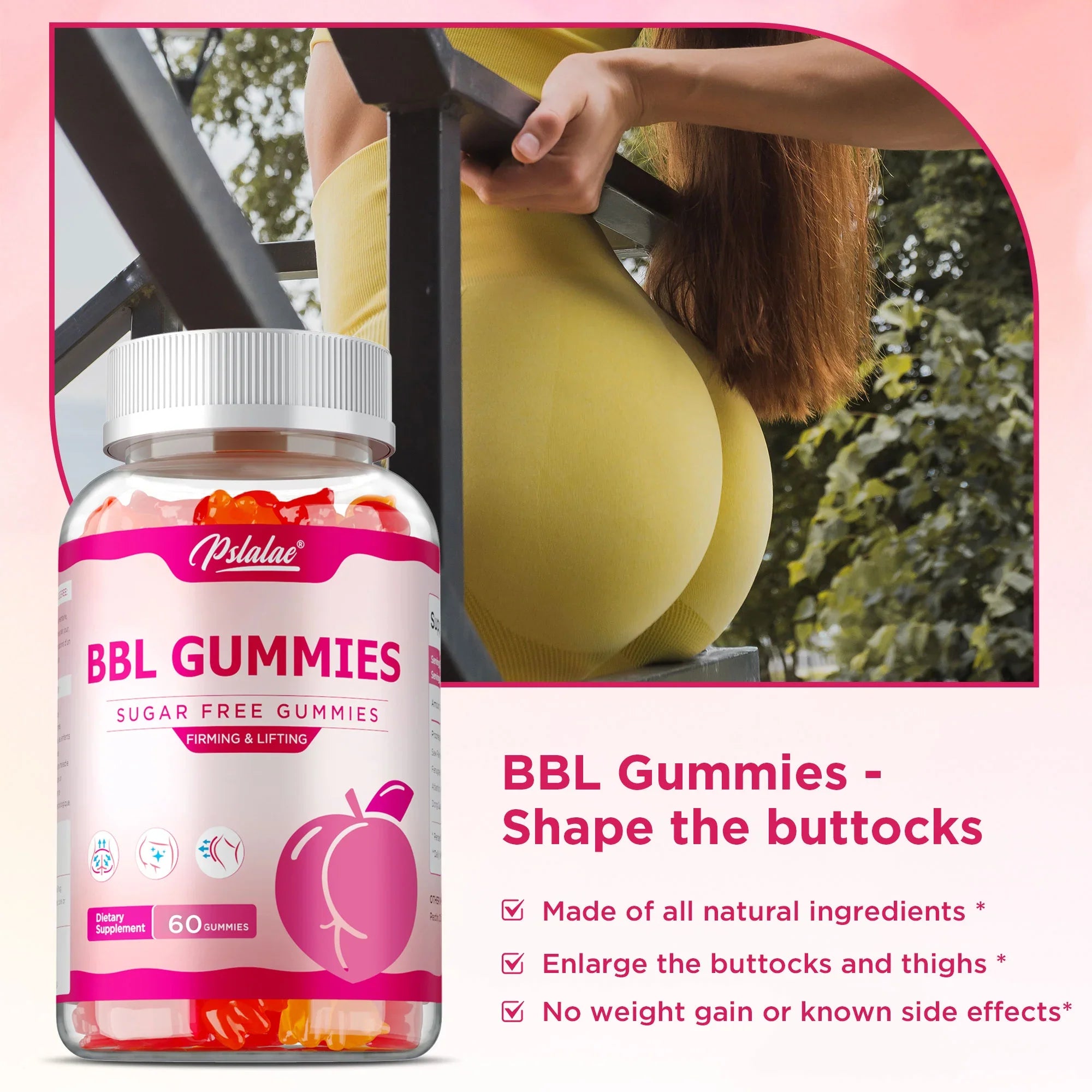 BBL Gummies - Big Butt, Manage Body Shape, Improve Appearance, Increase Confidence, Sculpt Your Butt and Hips - 60 Capsules