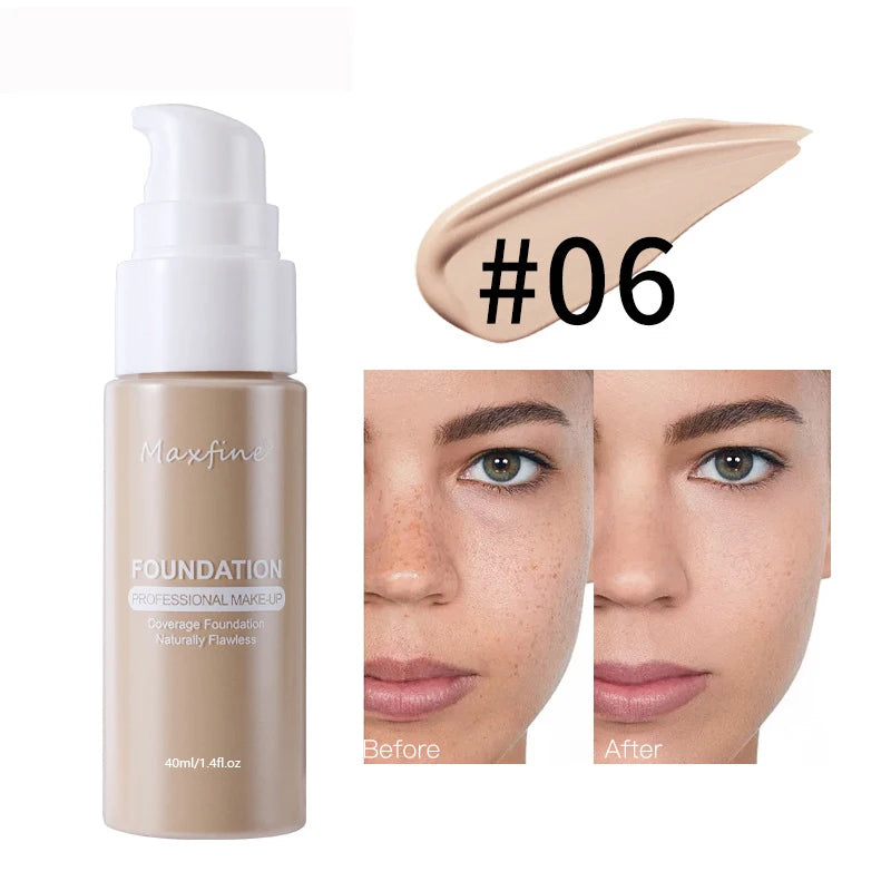 12 Shade Liquid Foundation with Long Lasting Oil Control Concealing Hydrating Lightweight Fine Texture and Non Cakey 1PCS