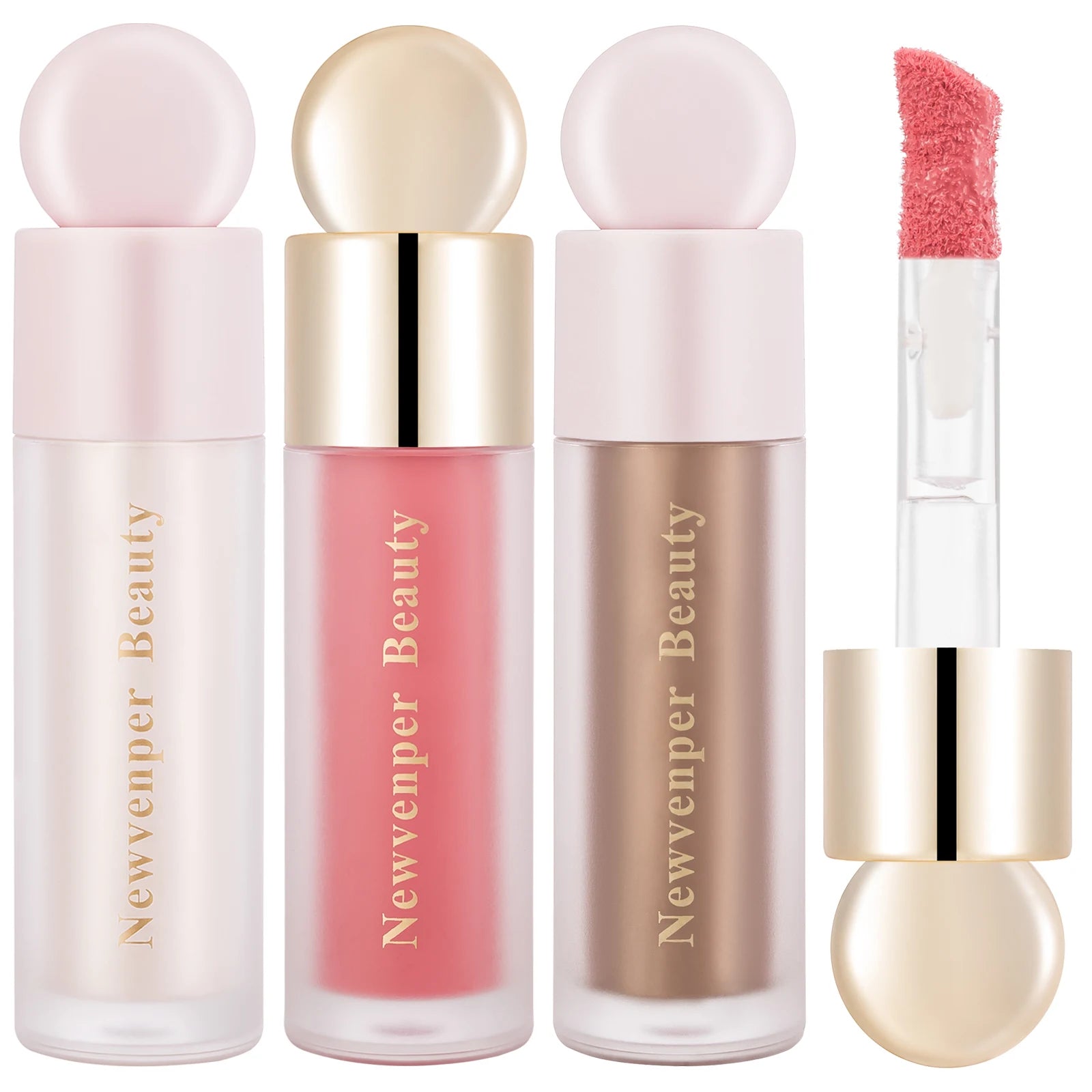 Liquid Highlighter + Liquid Blush + Liquid Contour for Face & Body, High Glossy Finish, Natural Glow Liquid Luminizer Makeup