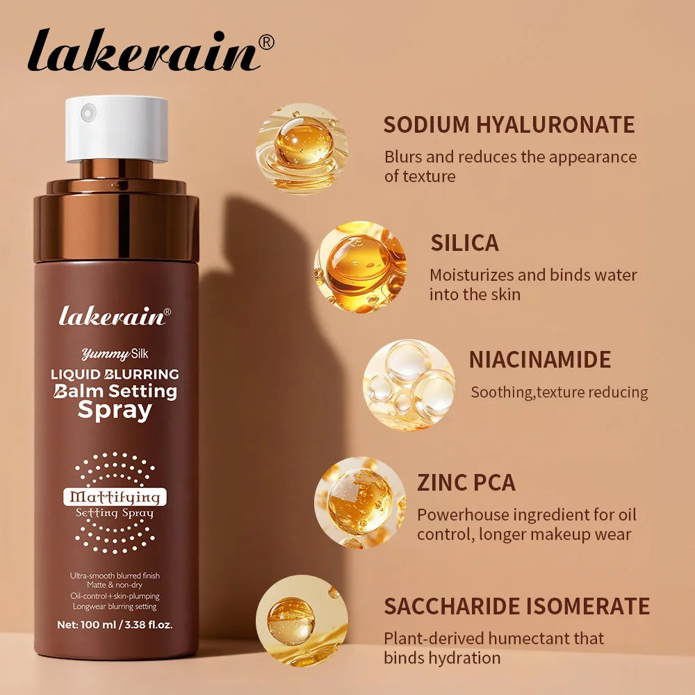 Lakerain Waterproof Makeup Fixing Setting Spray Quick Dry Long Lasting Oil Control Moisturizing Natural Refreshing Makeup Spray
