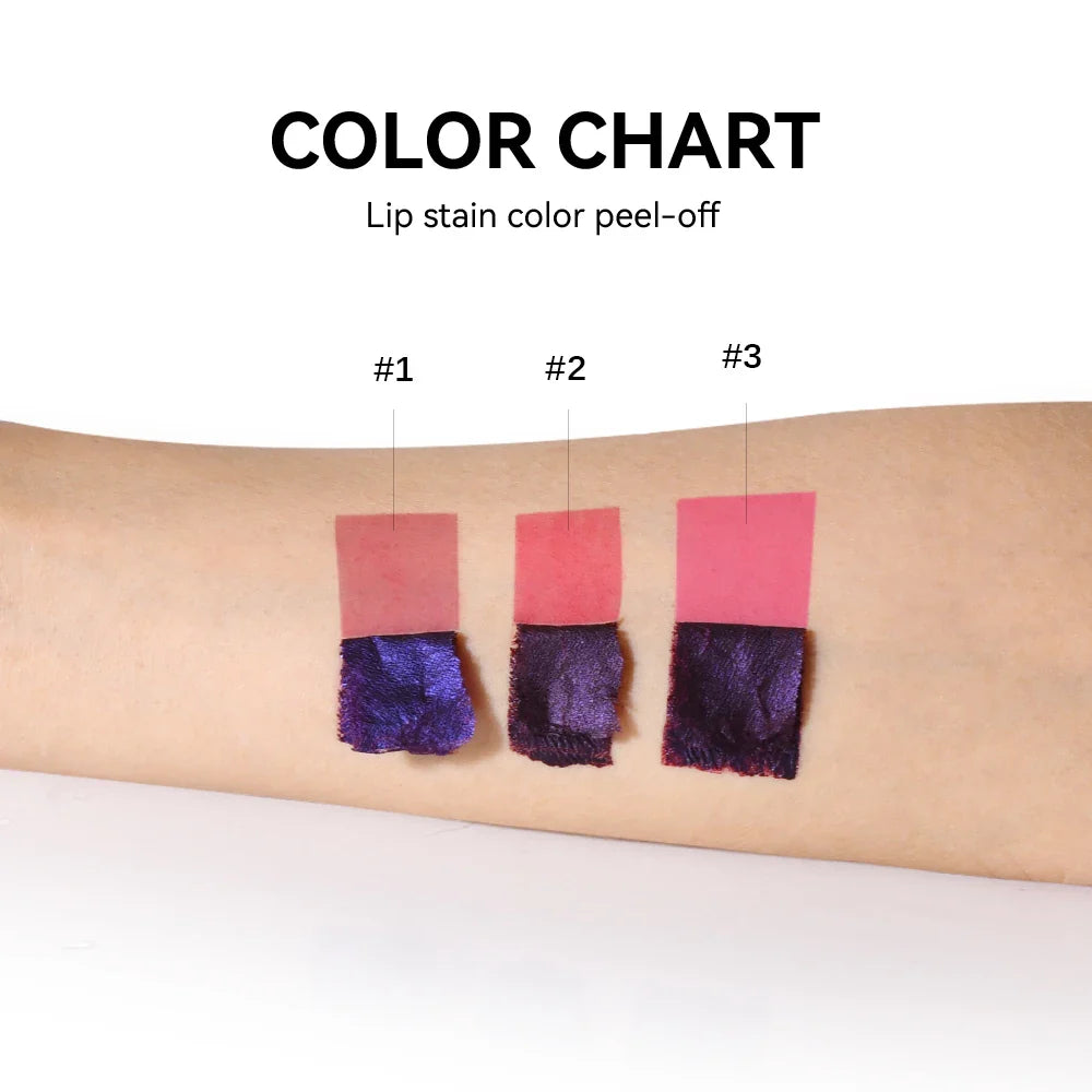 3Color Metallic Lip Stain Peel Off Long Lasting Waterproof Pink Lip Tint Proof Natural No Fading Lip Gloss Cosmetic Women's Gift