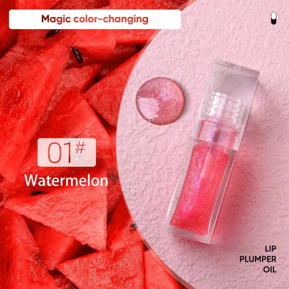 Magic Lip Oil Color Changing Lip Care Plumper Long lasting Moisturizing Cruelty Free Vegan Glitter Lipgloss Custom Logo 5pcs