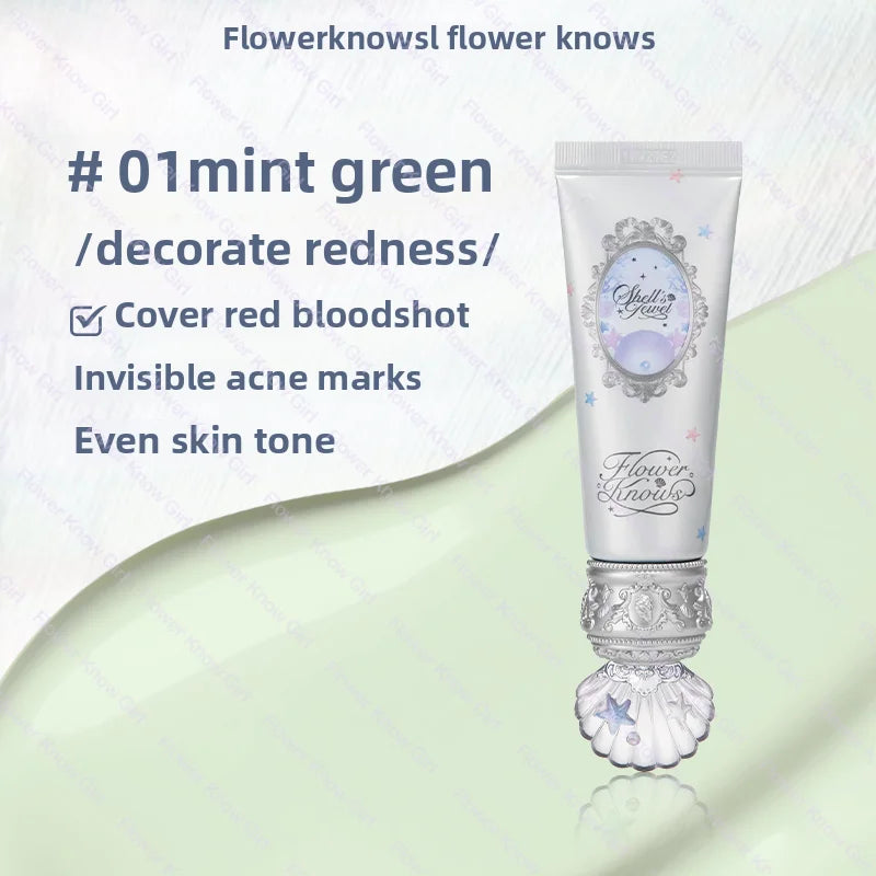 Makeup Flower Knows Shell Pearl Collection Primer Coloring Makeup Base Face Milk Brightening and Holding Make Up Concealer