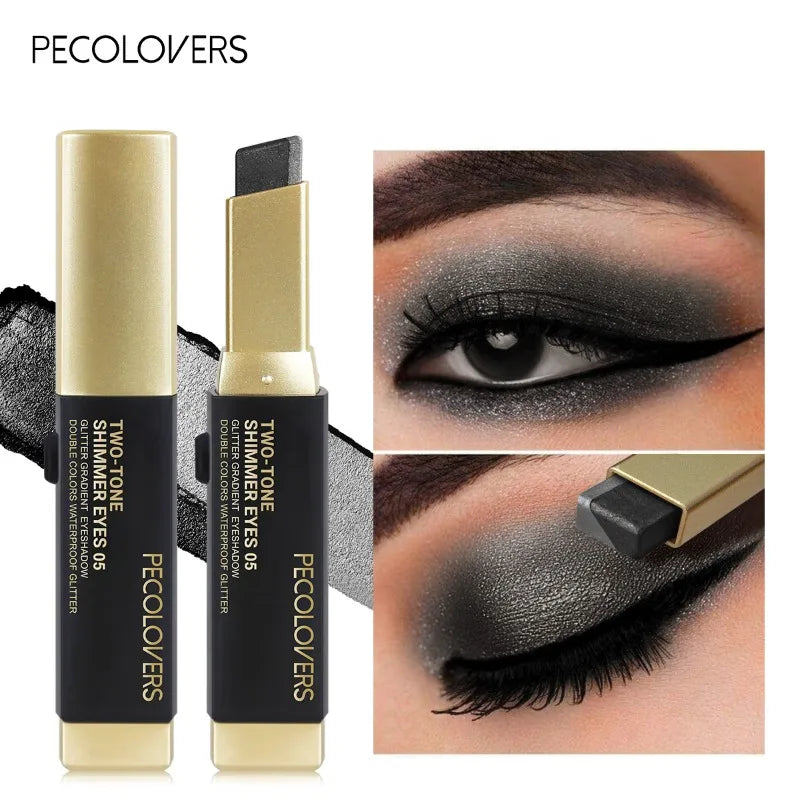 Double Color Eyeshadow Stick Glitter Highlight Shadow Stick Eye Makeup Waterproof Lasting Shimmer Metallic Eyeshadow Makeup