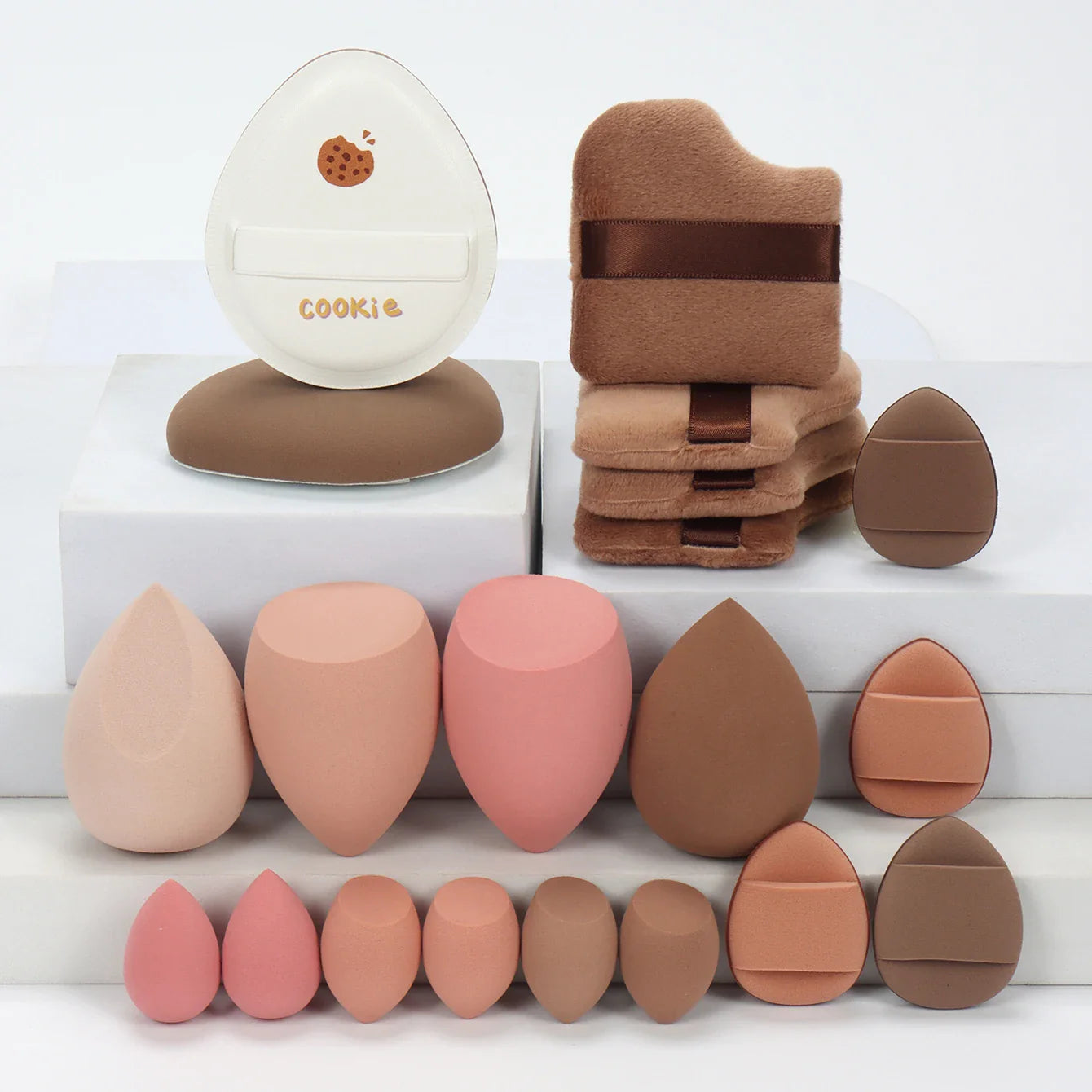 20 Pcs Pink Makeup Sponge and Makeup Puff Set Suitable for Face Cream and Powder Concealer Powder Makeup Machine
