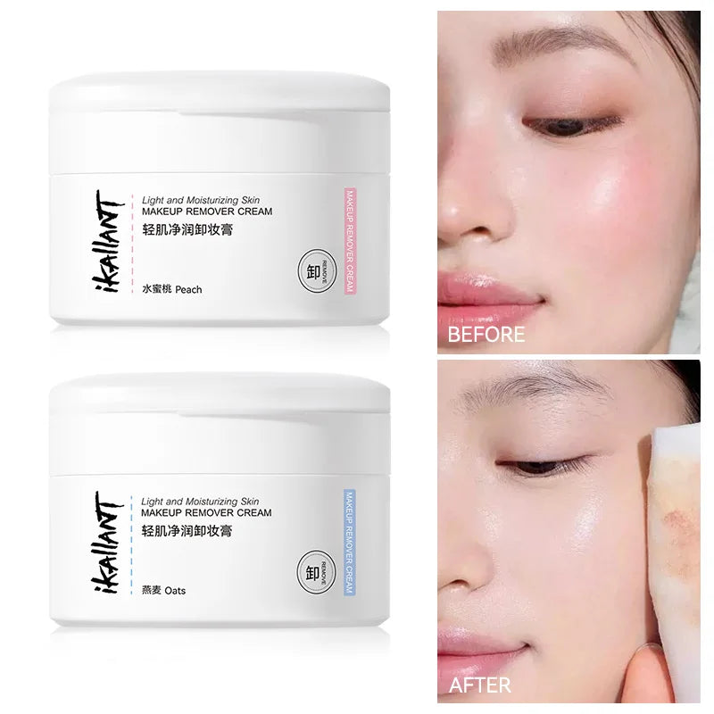 Skin-Friendly Moisturizing Makeup Remover Cream, Powerful Makeup Remover and Skin Moisturizer. Two-Step Makeup Removal, Natural