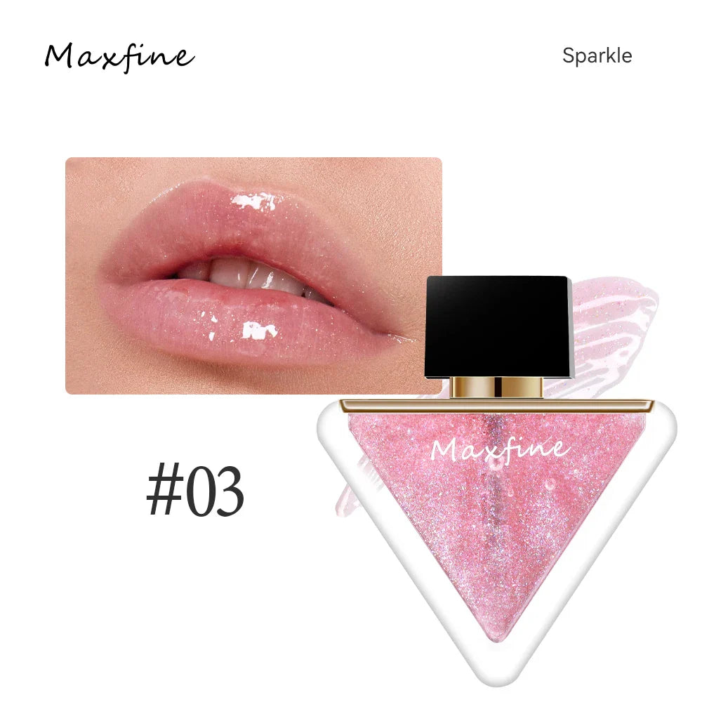 4-color moisturizing lip triangle oil, moisturizing transparent lip oil, natural lip enhancement lip gloss.