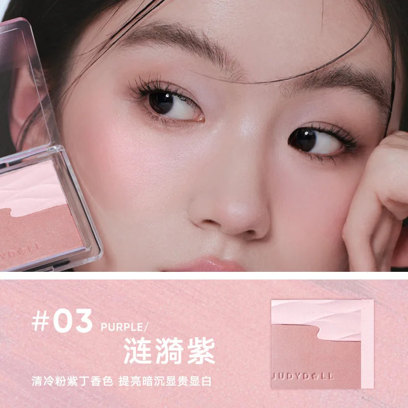 Judydoll Water Satin Glow Blush Two-color Expansion Blusher Matte Natural Cheek Tint Brighten Face Contouring Waterproof Makeup