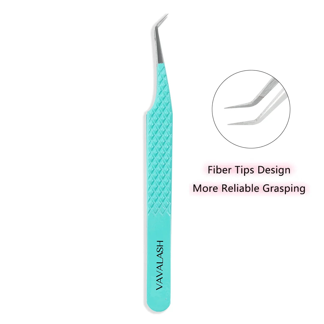 VAVALASH Anti-Slip Tweezers High-Density Stainless Steel Fiber Tip for Eyelash Extensions Eyebrow Professional Precision Makeup