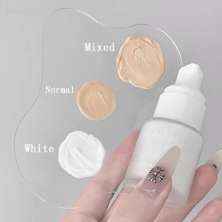 Matte White Liquid Foundation Makeup Buildable Coverage Primer & Concealer Stick Waterproof & Long-Lasting for Halloween Cosplay