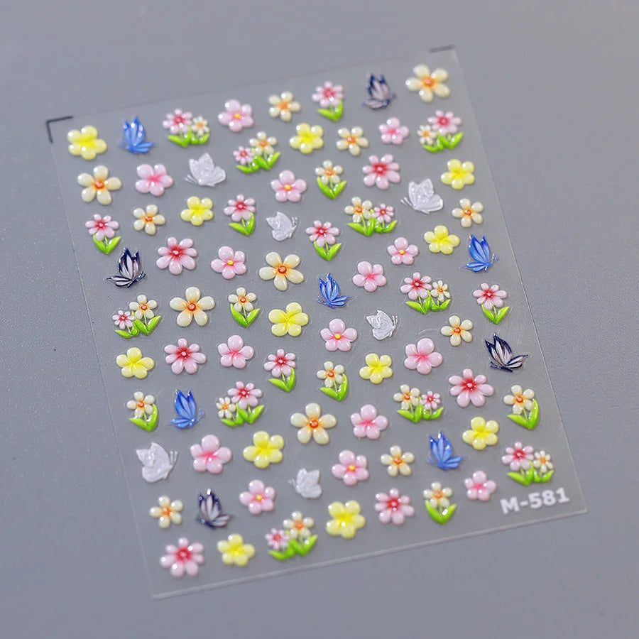 1pcs Dream Flower Window Shell Light Nail Art Stickers Japanese Flower Self Adhesive Stickers Press On Nails Decoration Decals