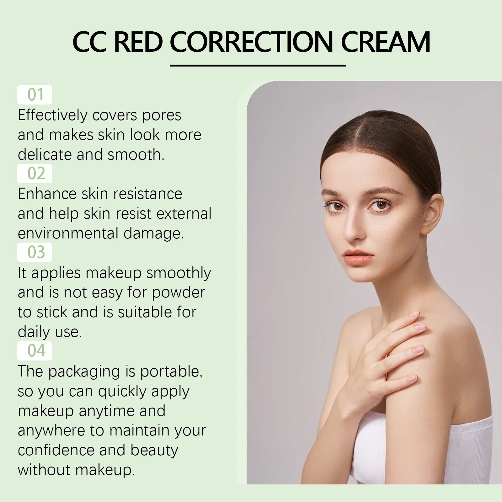 Centella Asiatica CC Cream Foundation Color Correcting Facial Repair BB Cream Full Coverage Natural Concealer Whitening Liquid