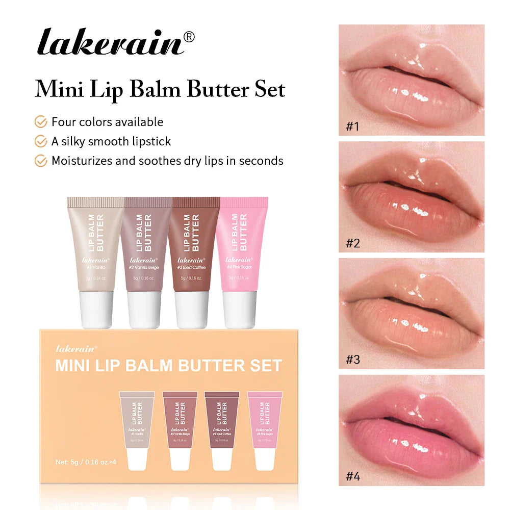 Summer Butter Mini Lip Balm Travel Kit Buttery Moisturizing Tinted Lip Balm Watery Multi-color Lipstick For All Skin Types