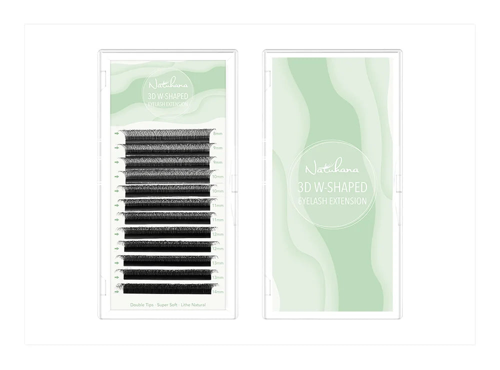 NATUHANA 3D W-shaped Eyelash Extensions Premade Volume Fans W Shape Lashes Natural Soft False Eyelashes for Makeup
