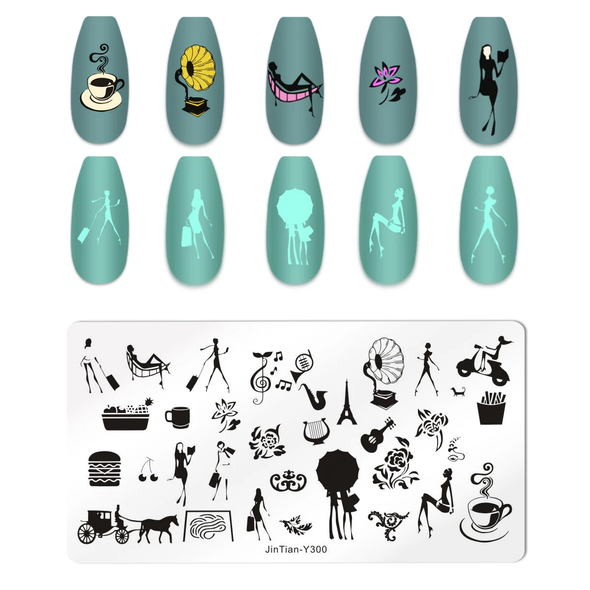 Valentine's Day Nail Stamping Plates Rose Flower Love Theme Nail Art Plate Stainless Steel Halloween Nail Design Stencil Tools