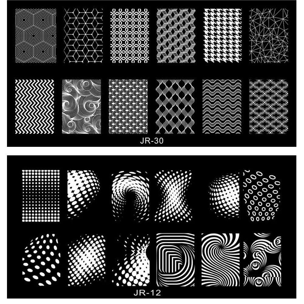 1Pc Nail Art Stamp Plate Geometric Line DIY Stamping Image Plate 6*12CM Nail Stamping Plate Stainless Steel Plate Stencil JR-030